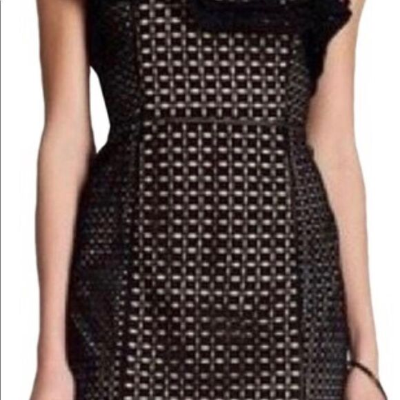 J Crew Collection One Shoulder Ruffle Eyelet Black Dress Size 2 - Picture 3 of 14